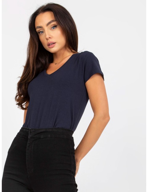 Damski t-shirt basic z dekoltem w serek
