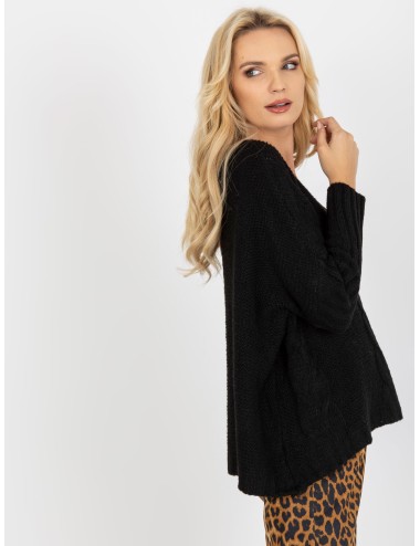 Sweter z warkoczami z dekoltem V OCH BELLA