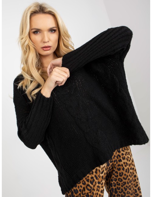 Sweter z warkoczami z dekoltem V OCH BELLA