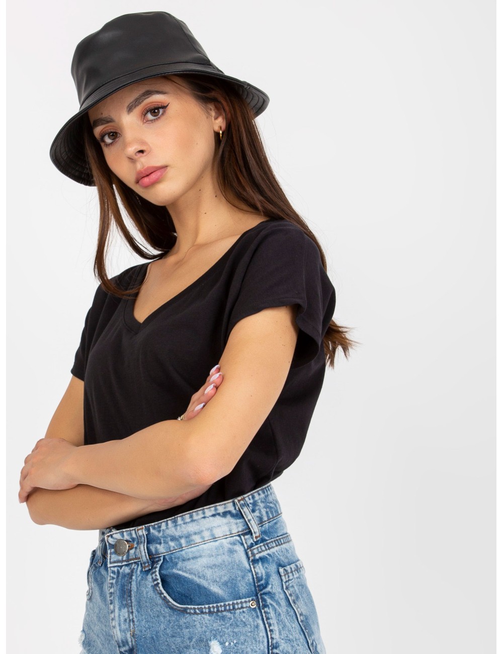Gładki t-shirt basic z bawełny