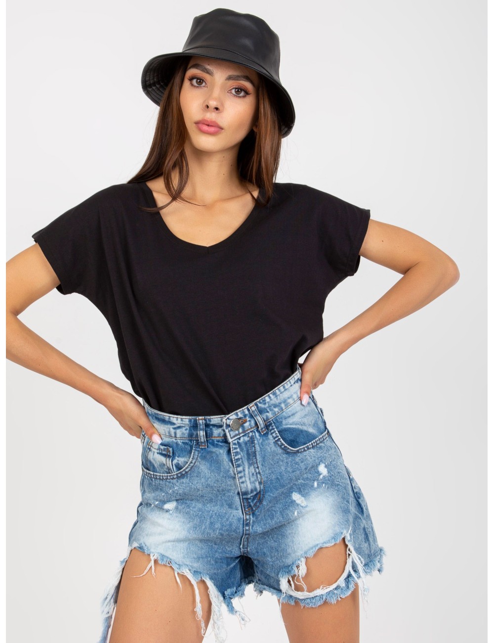 Gładki t-shirt basic z bawełny