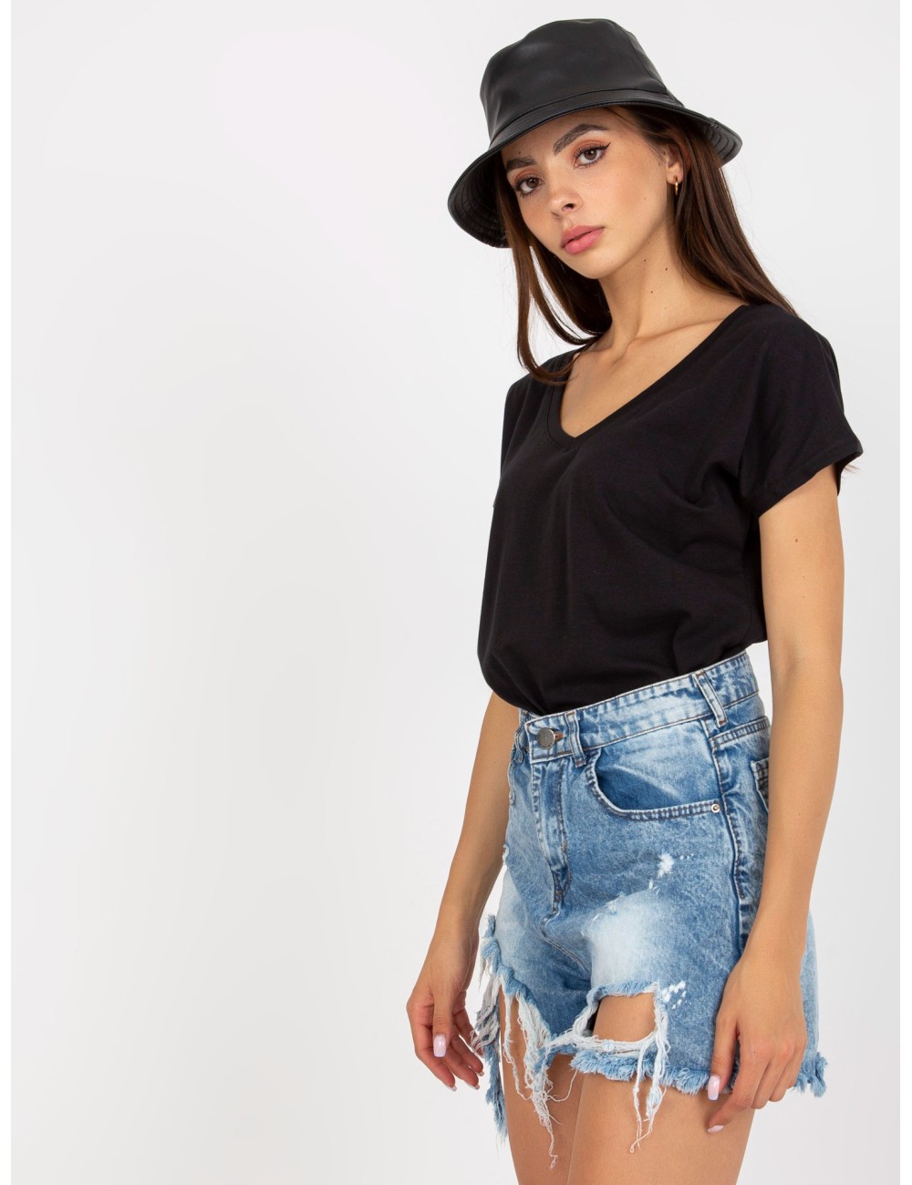 Gładki t-shirt basic z bawełny