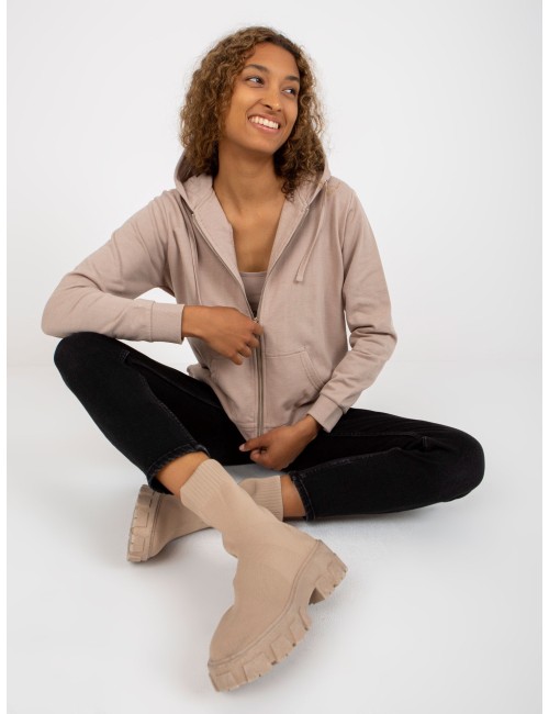 Beżowa rozpinana bluza basic z bawełny