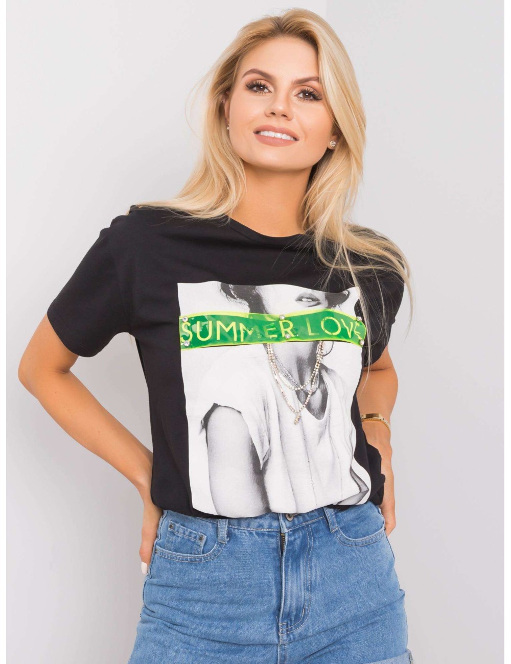 T-shirt z bawełny z aplikacjami
