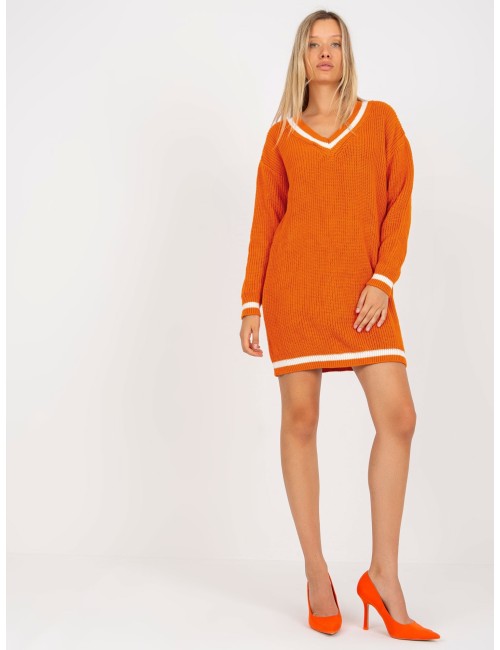 Mini sukienka dzianinowa z dekoltem w serek RUE PARIS