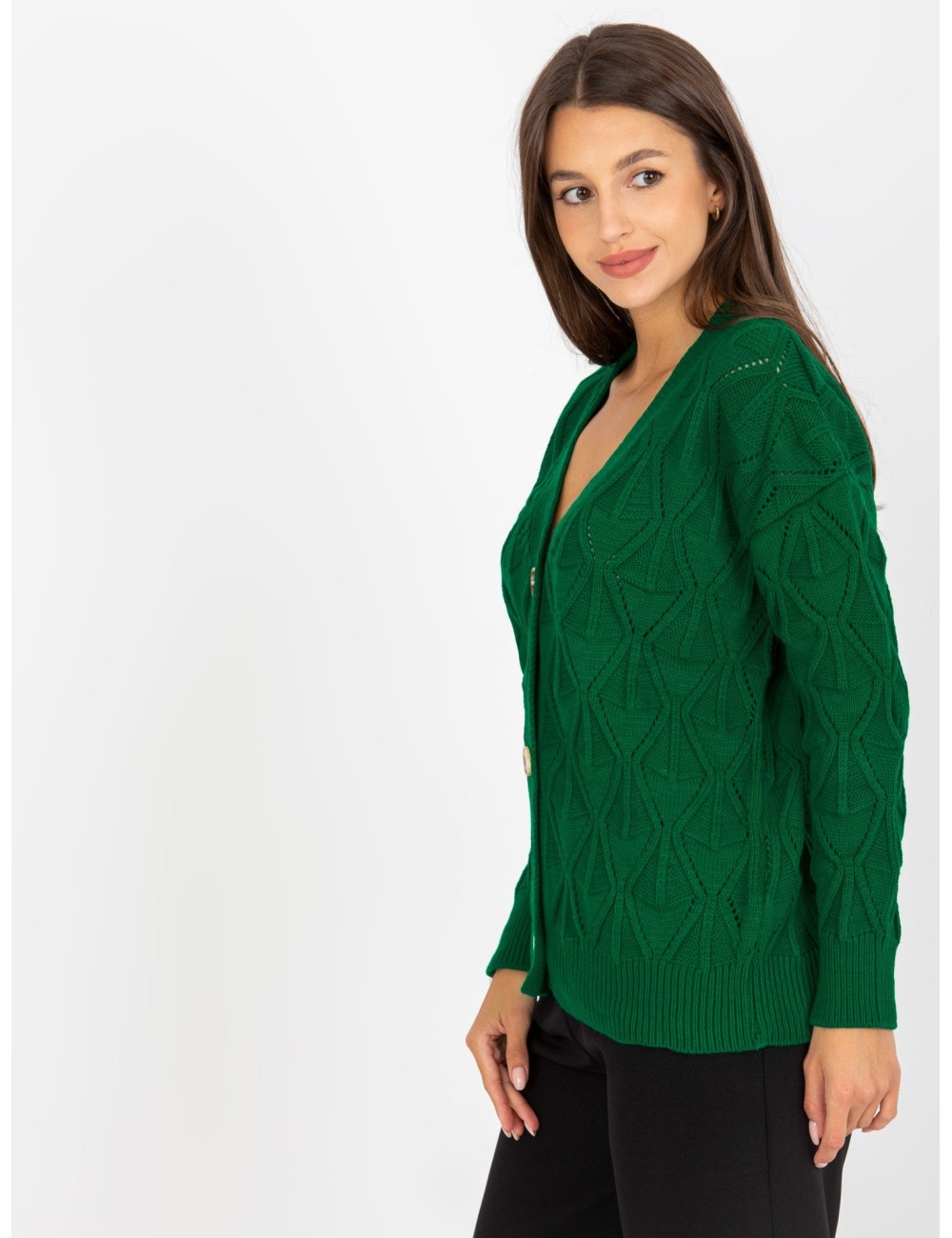Sweter rozpinany w ażurowy wzór RUE PARIS