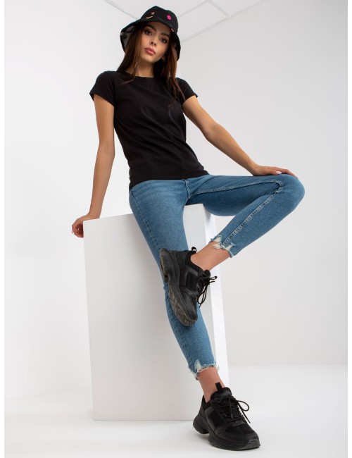 Gładki t-shirt basic z bawełny