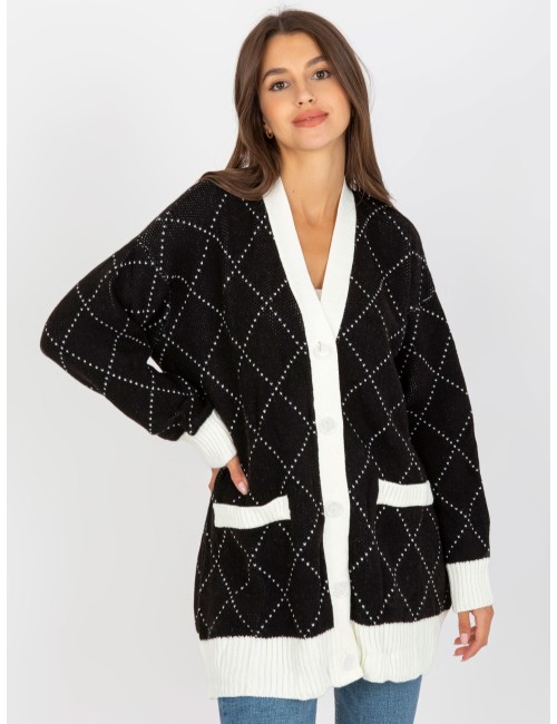 Sweter rozpinany ze wzorem RUE PARIS