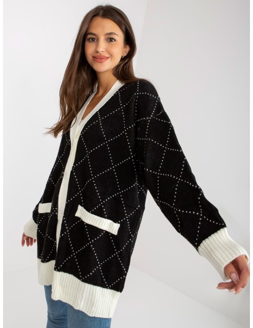 Sweter rozpinany ze wzorem RUE PARIS