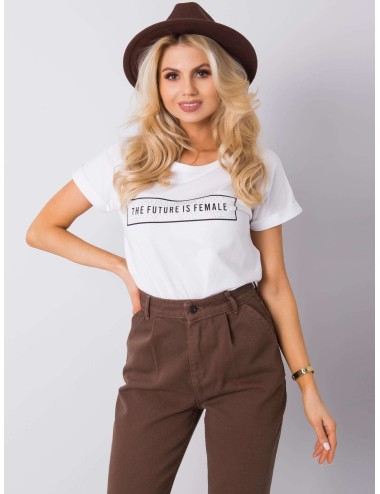 RUE PARIS Biały t-shirt bawełniany z napisem