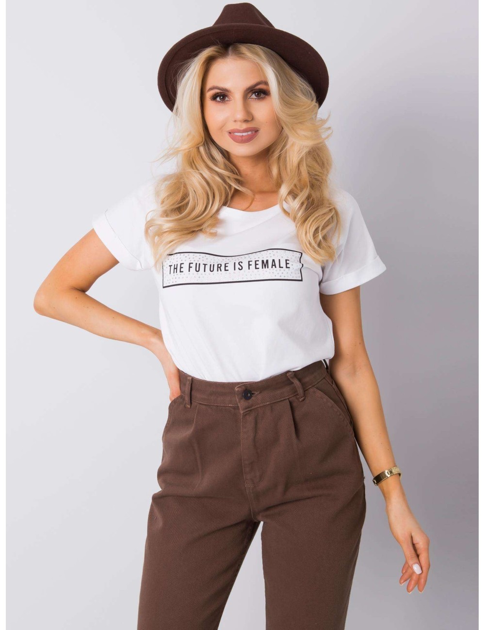 RUE PARIS Biały t-shirt bawełniany z napisem