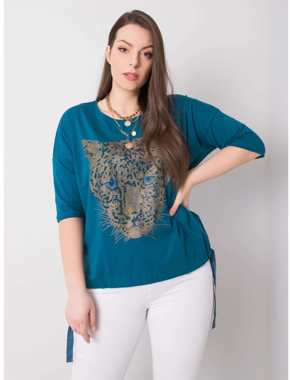 Damska bluzka plus size z aplikacją