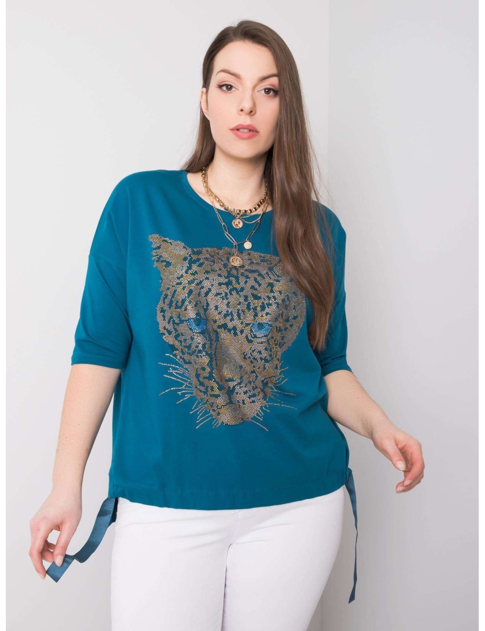 Damska bluzka plus size z aplikacją