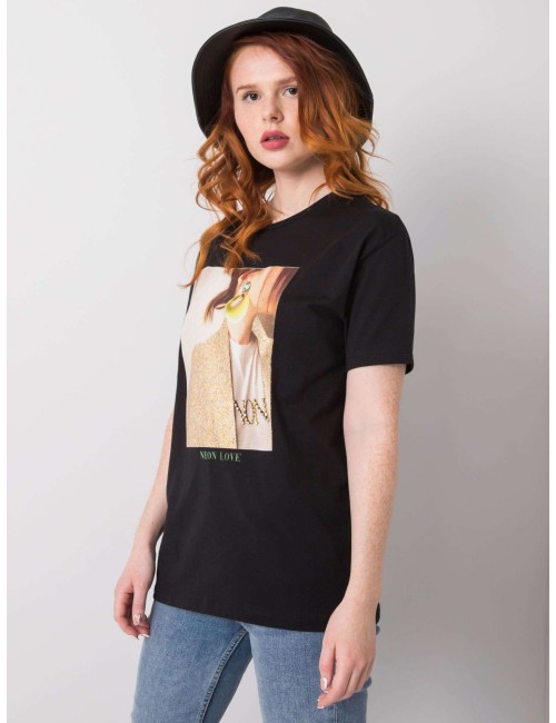 T-shirt damski z nadrukiem i aplikacją