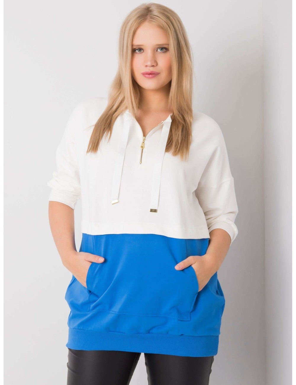 Ecru-fuksjowa tunika damska plus size