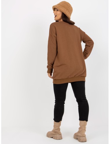 Brudnoróżowa długa bluza basic z okrągłym dekoltem