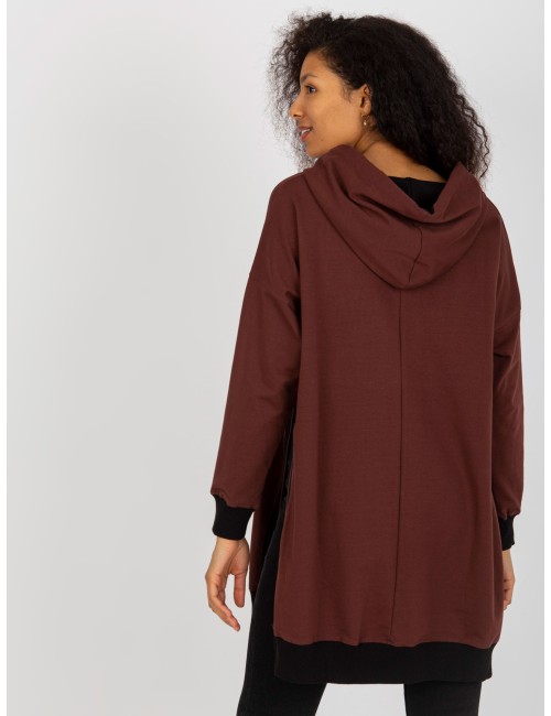 Długa bluza oversize z napisem i kapturem