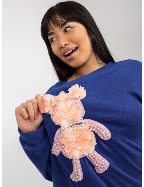Damski sweter klasyczny z aplikacją 3D