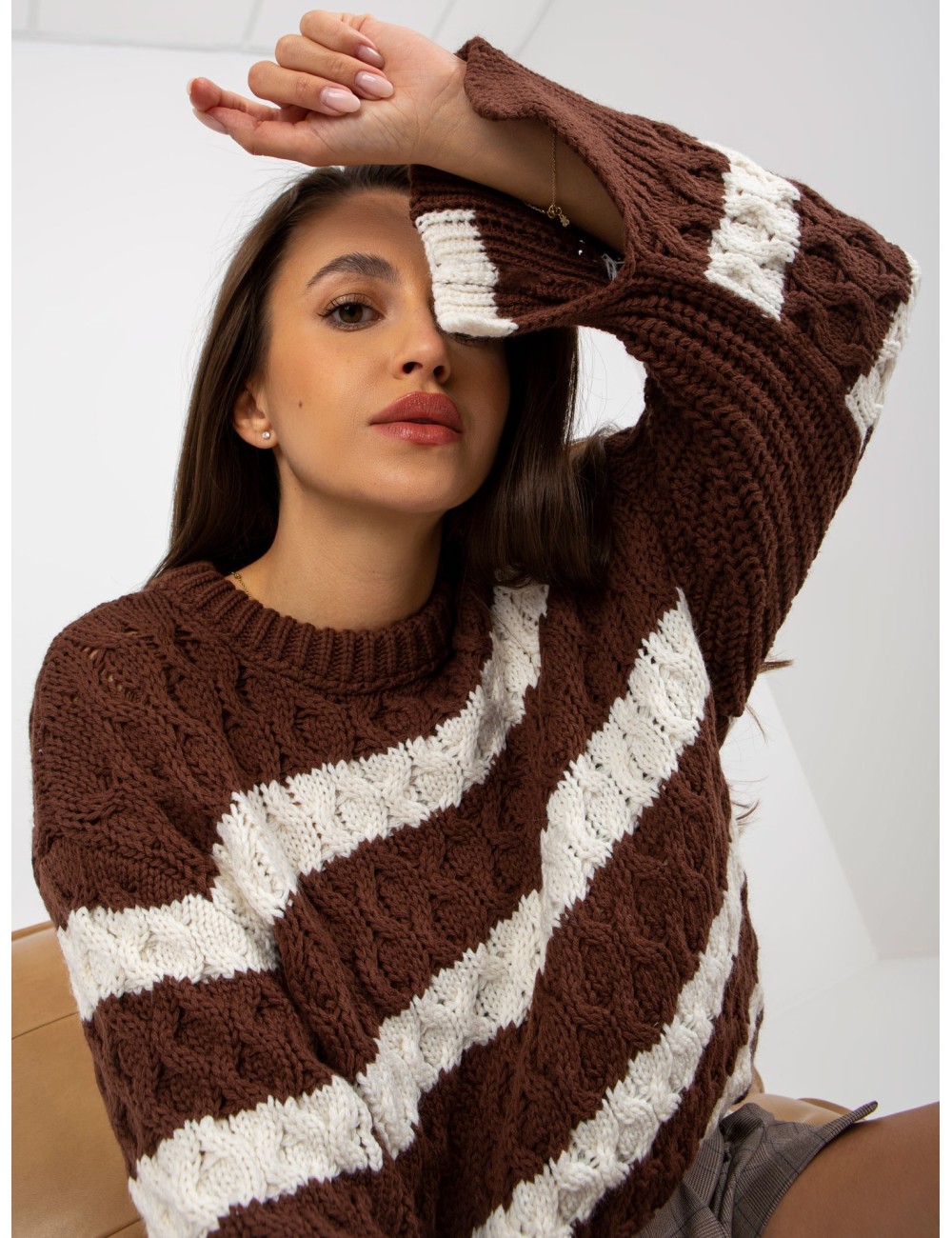 Dzianinowy sweter oversize w paski