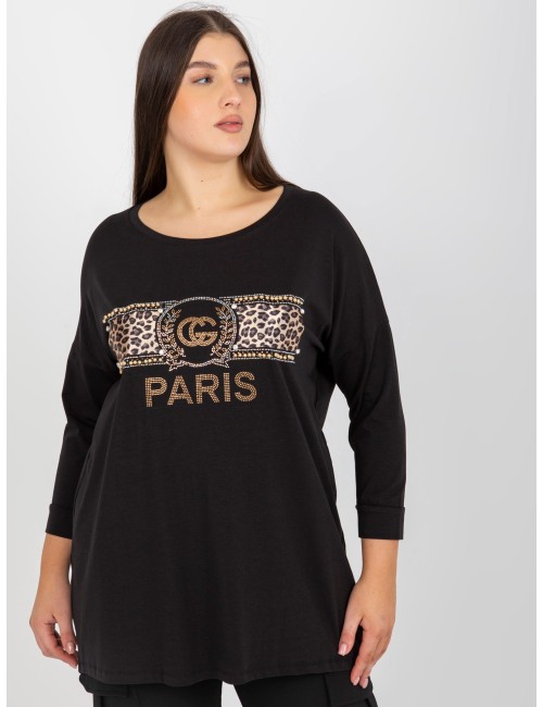 Ceglasta bluzka plus size z aplikacjami
