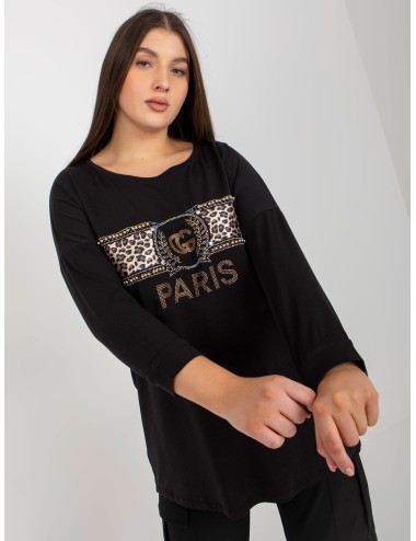Ceglasta bluzka plus size z aplikacjami
