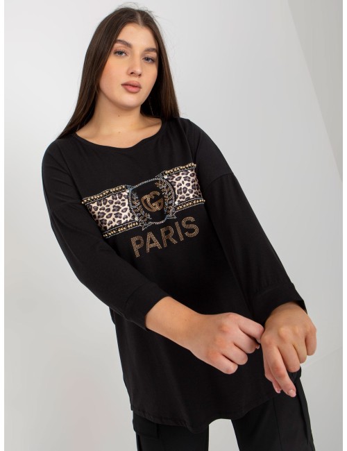 Ceglasta bluzka plus size z aplikacjami