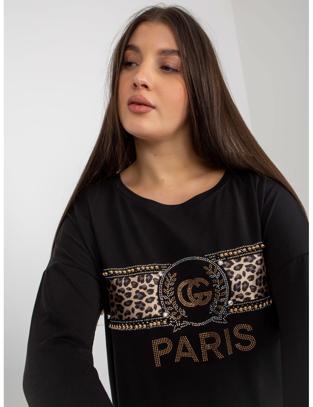 Ceglasta bluzka plus size z aplikacjami