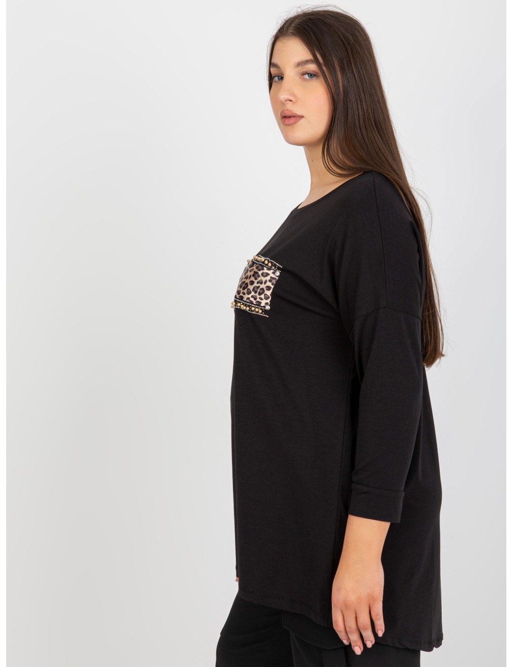 Ceglasta bluzka plus size z aplikacjami