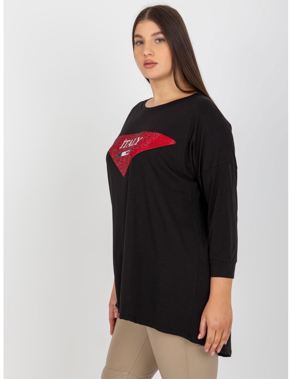 Damska bluzka plus size z aplikacja z dżetów