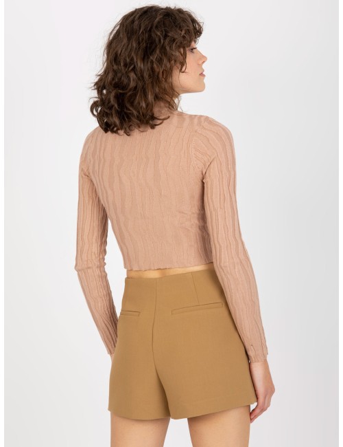 Krótki sweter ze stójką z wiskozą