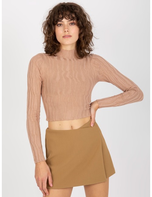Krótki sweter ze stójką z wiskozą