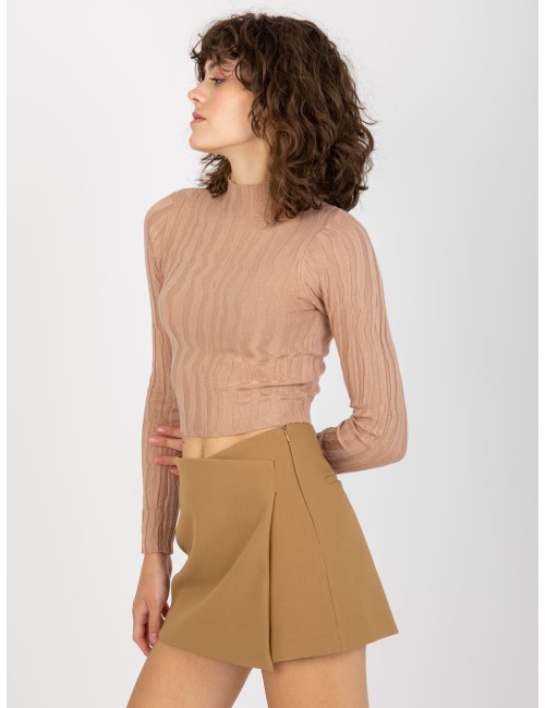 Krótki sweter ze stójką z wiskozą