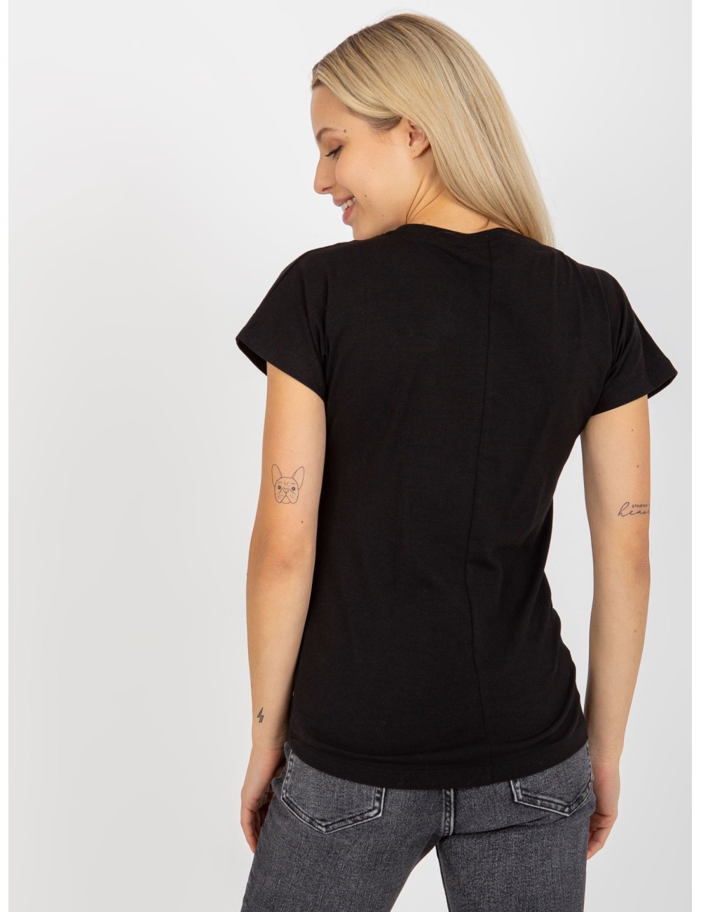 Melanżowy klasyczny t-shirt basic z bawełny