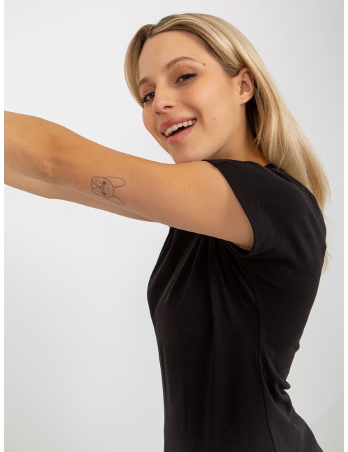 Melanżowy klasyczny t-shirt basic z bawełny