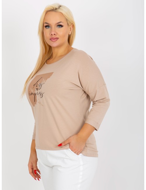 Bluzka plus size z nadrukiem i napisem