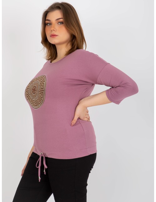Bluzka plus size z nadrukiem i dżetami