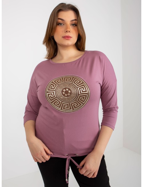 Bluzka plus size z nadrukiem i dżetami