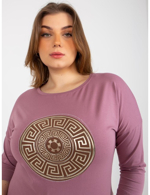 Bluzka plus size z nadrukiem i dżetami