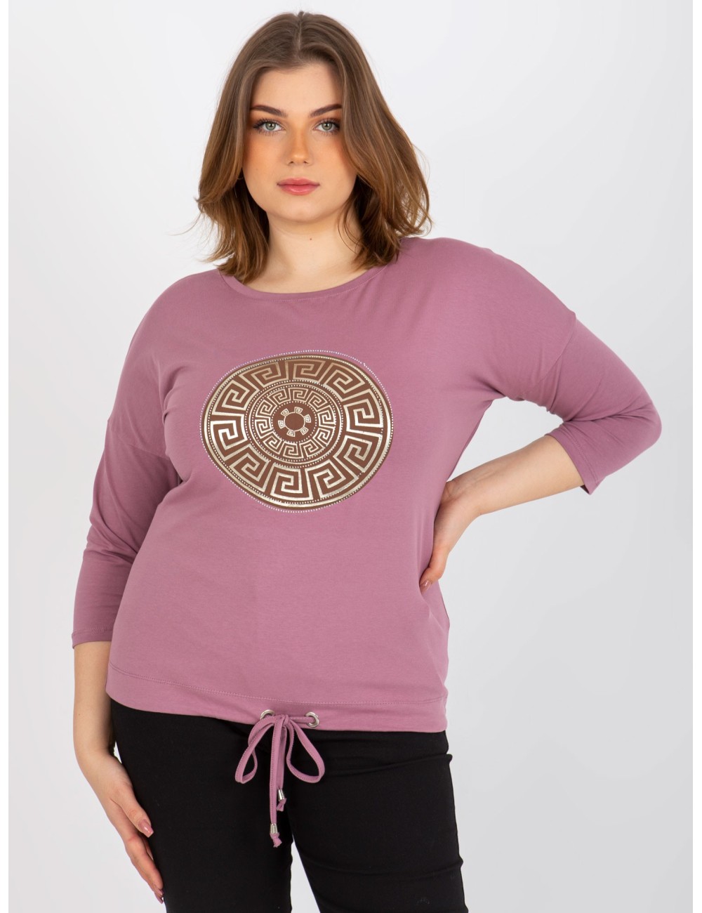 Bluzka plus size z nadrukiem i dżetami