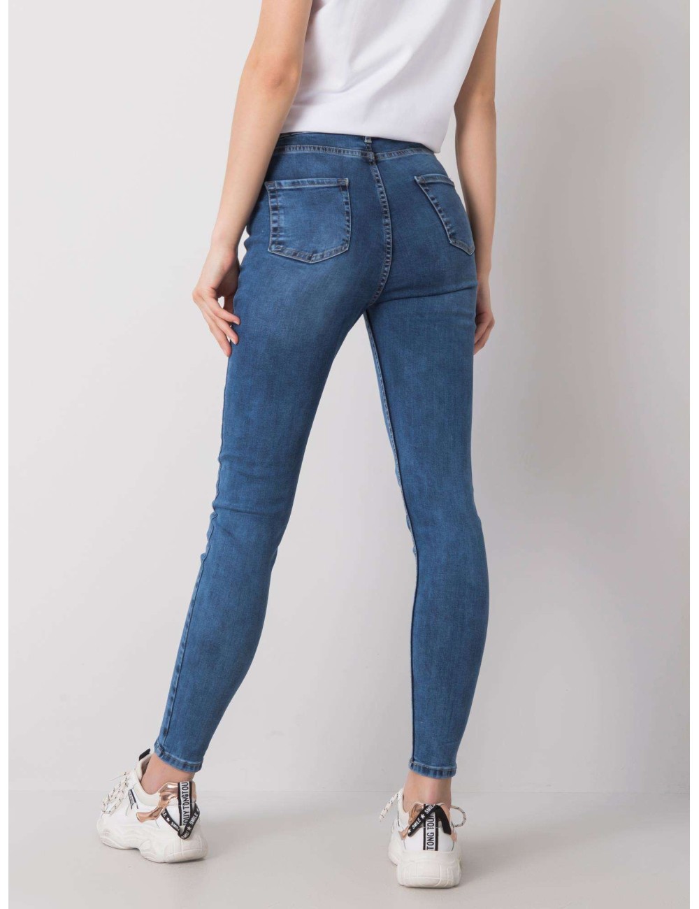 RUE PARIS Niebieskie jeansy slim fit