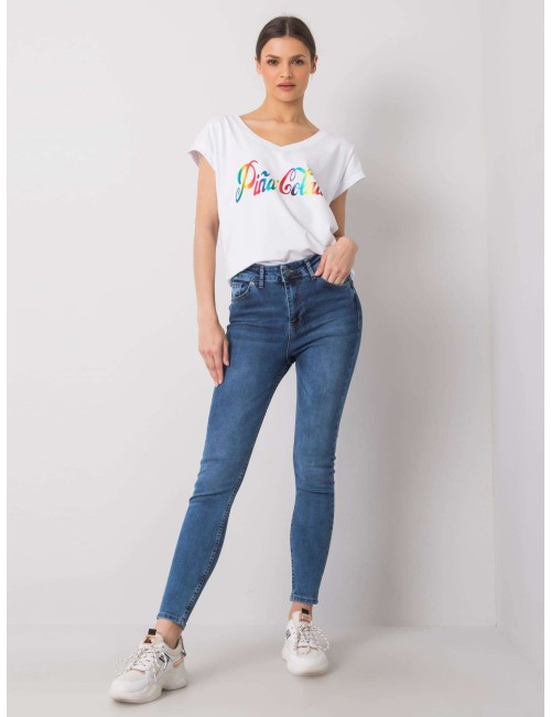 RUE PARIS Niebieskie jeansy slim fit
