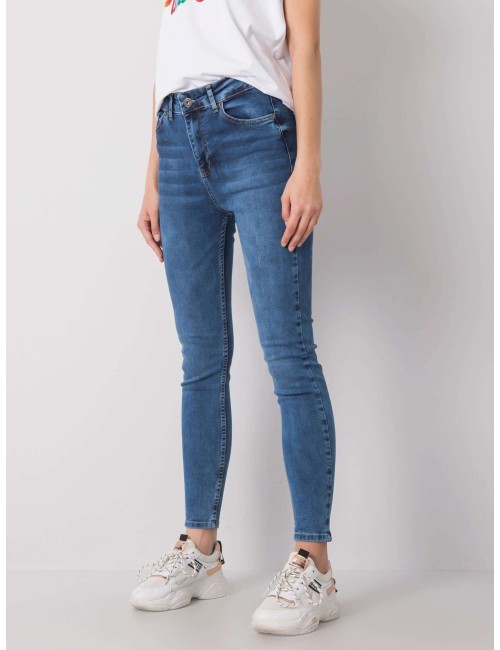 RUE PARIS Niebieskie jeansy slim fit