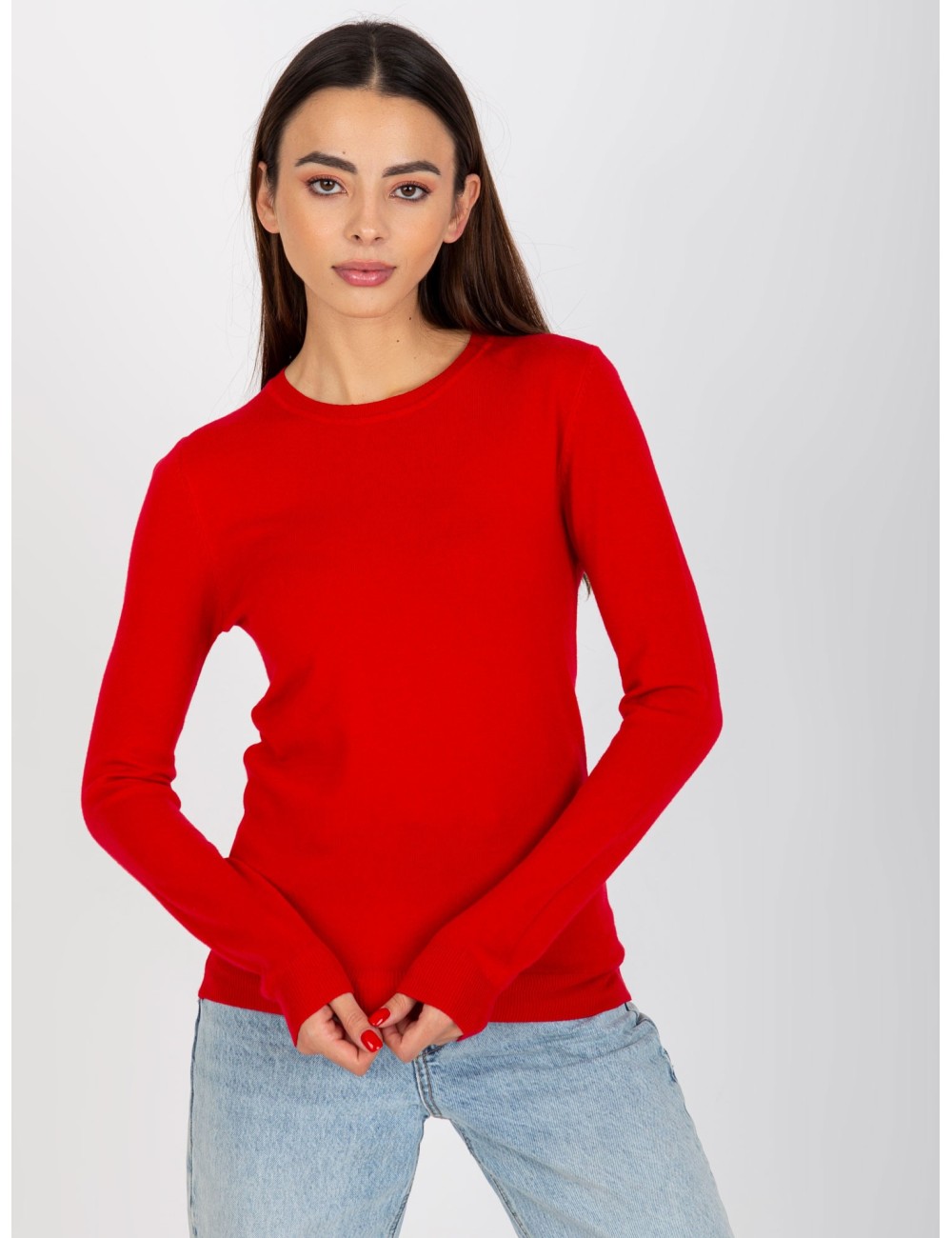 Damski sweter klasyczny z okrągłym dekoltem