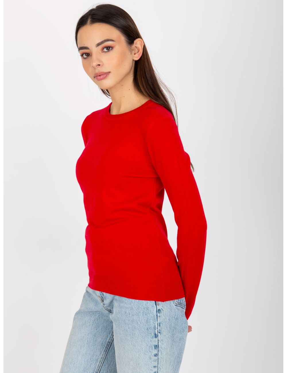 Damski sweter klasyczny z okrągłym dekoltem