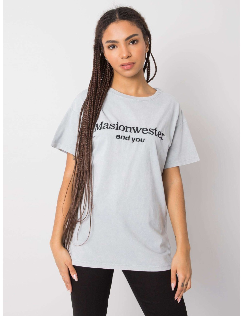 RUE PARIS t-shirt z haftowanym napisem