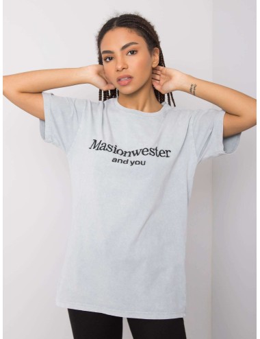 RUE PARIS t-shirt z haftowanym napisem