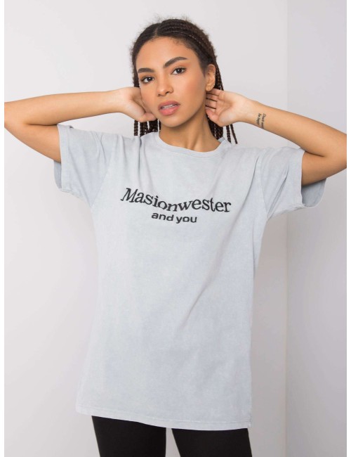 RUE PARIS t-shirt z haftowanym napisem