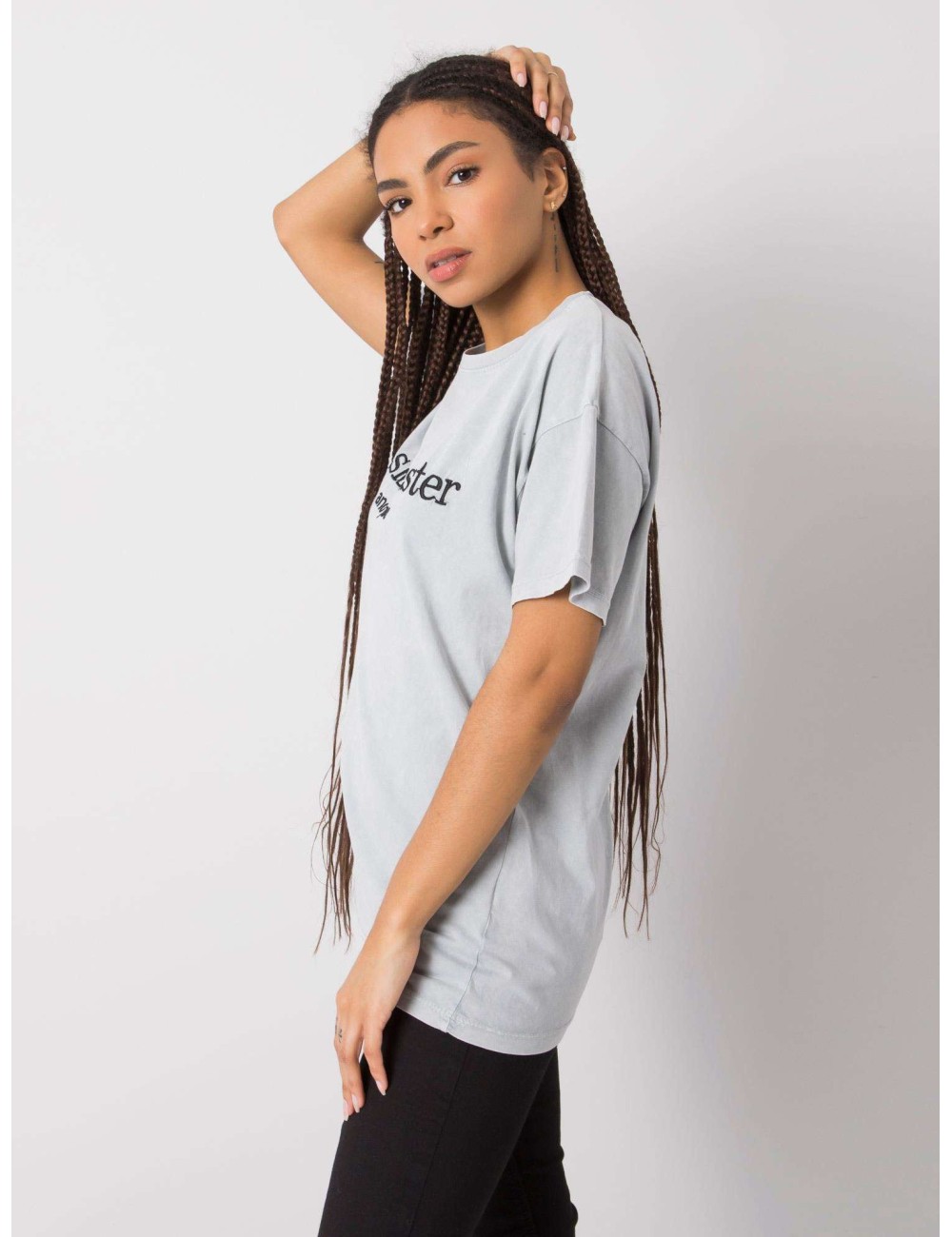 RUE PARIS t-shirt z haftowanym napisem