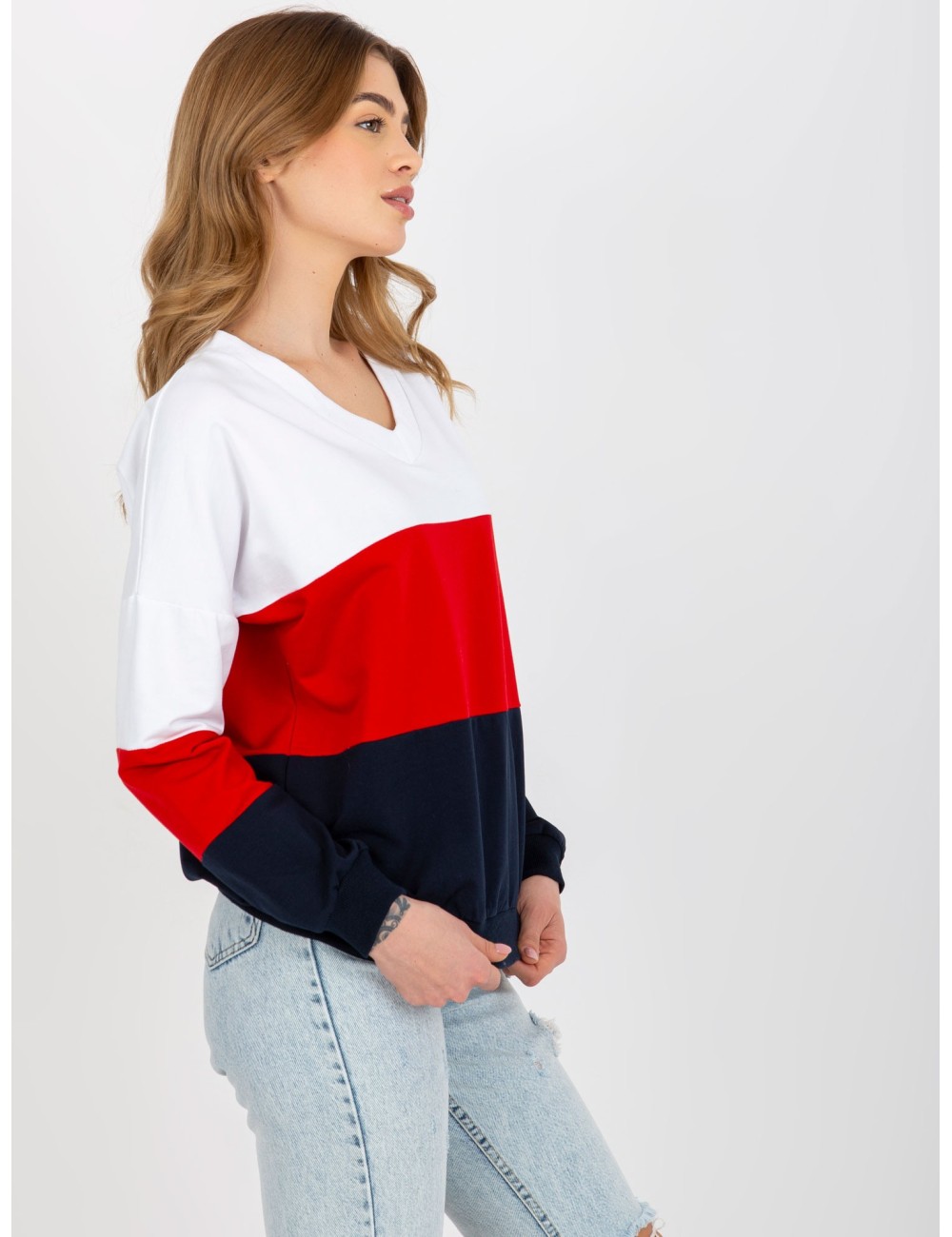 Damska bluza basic z dekoltem V RUE PARIS