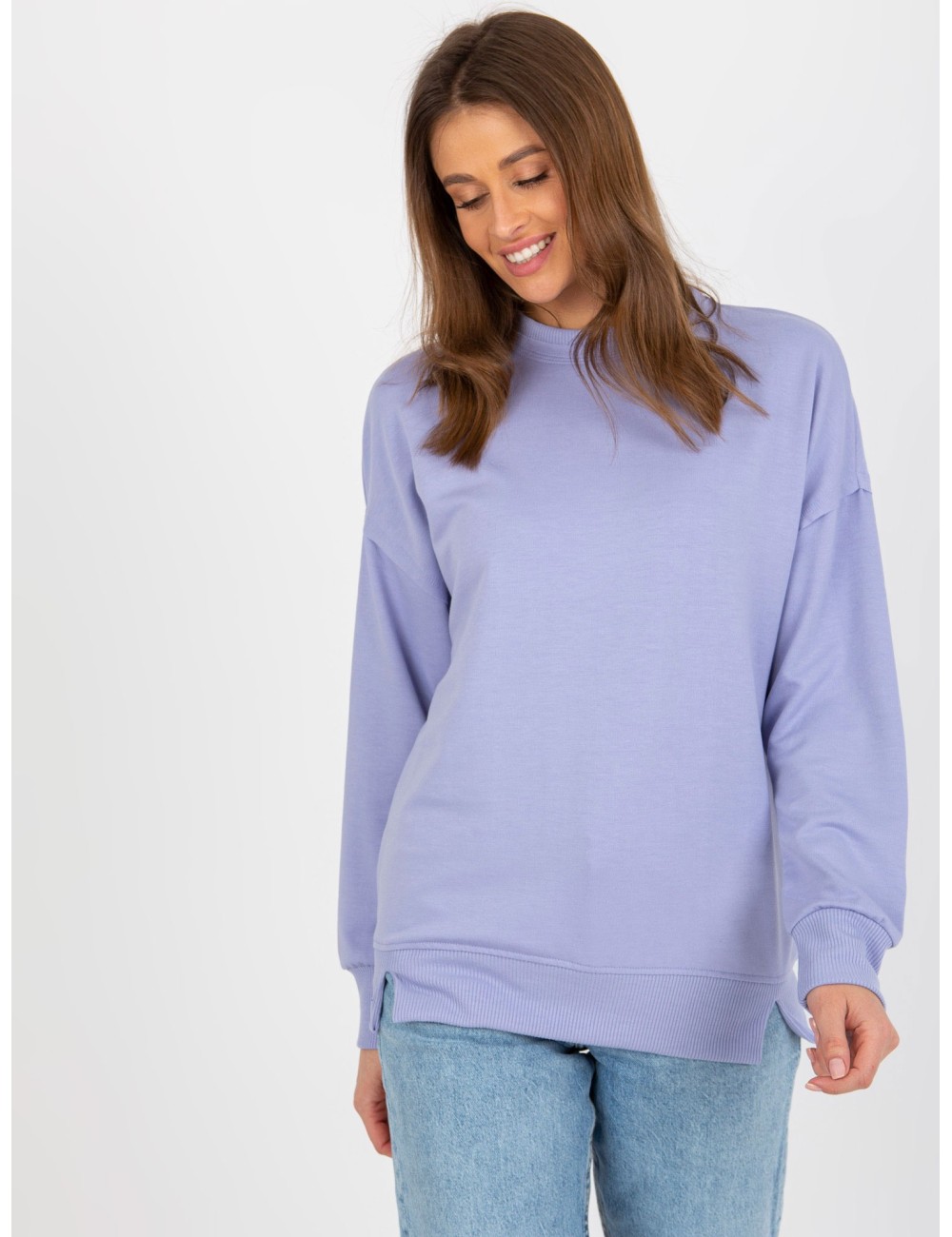 Luźna bluza bez kaptura z rozcięciami